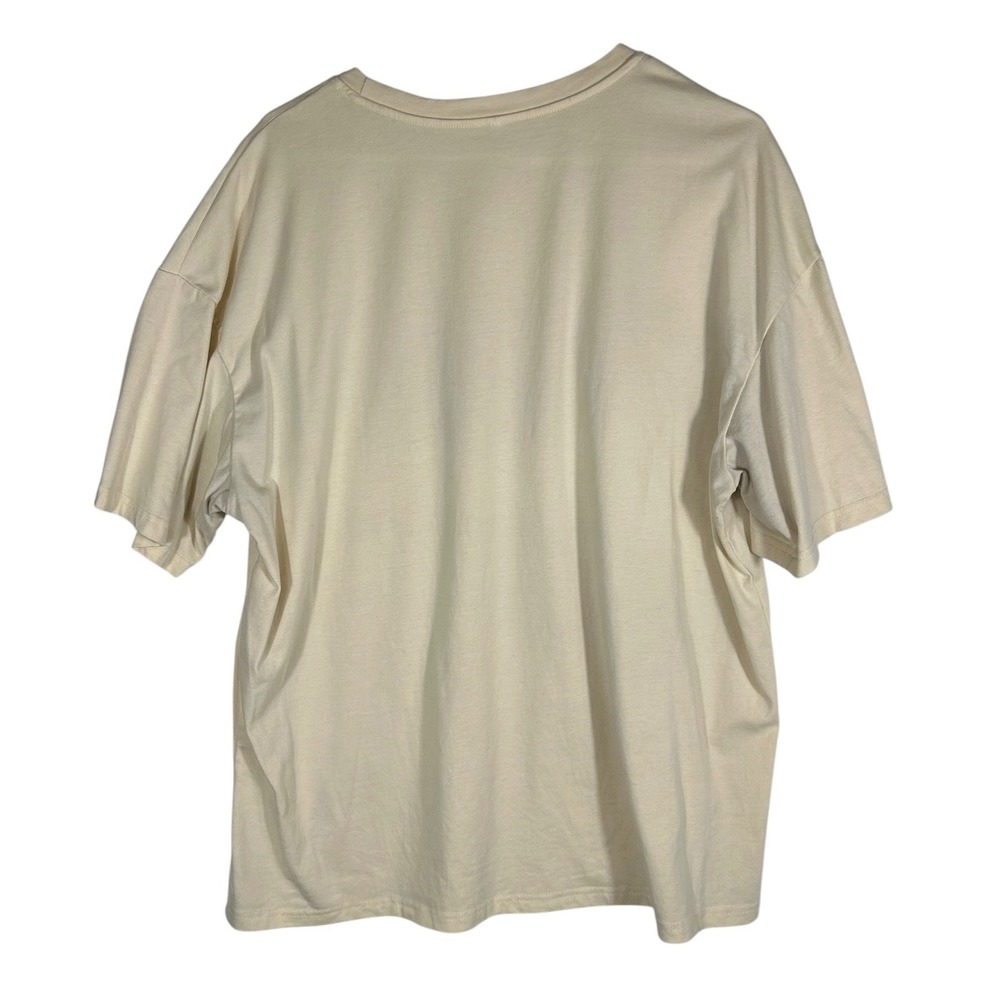 Make Heaven Crowded Graphic T-Shirt Cream Retro Wavy Font Christian Tee Women XL - Picture 3 of 4